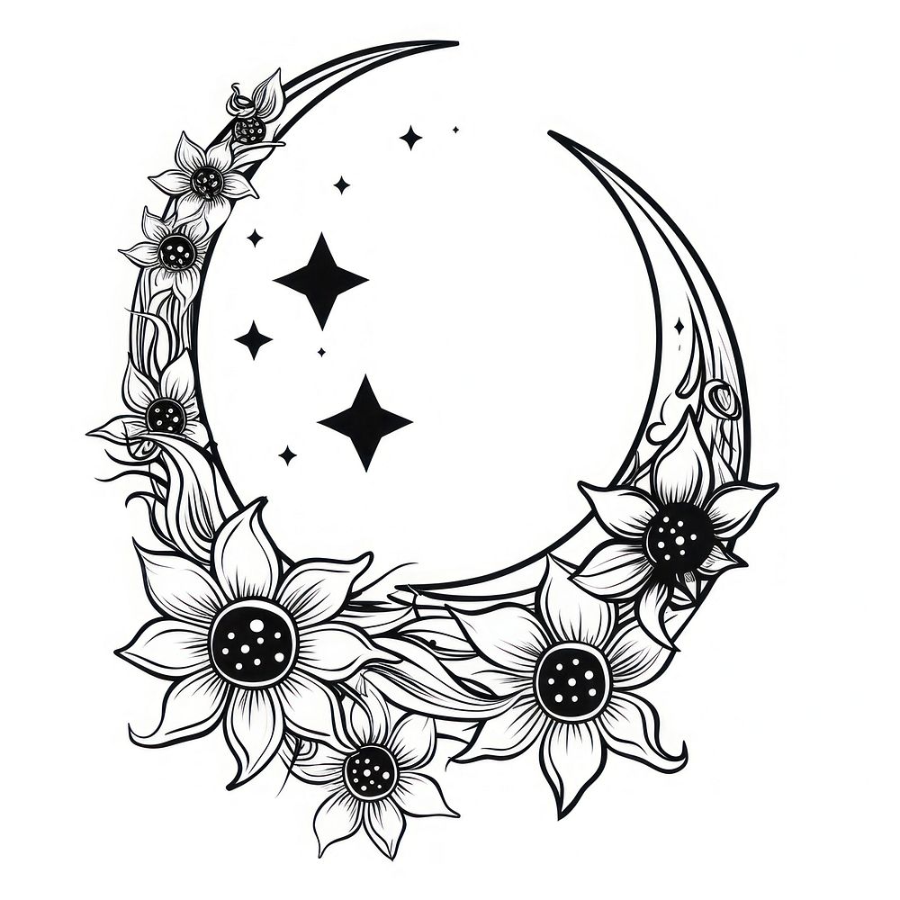 Moon drawing sketch tattoo.