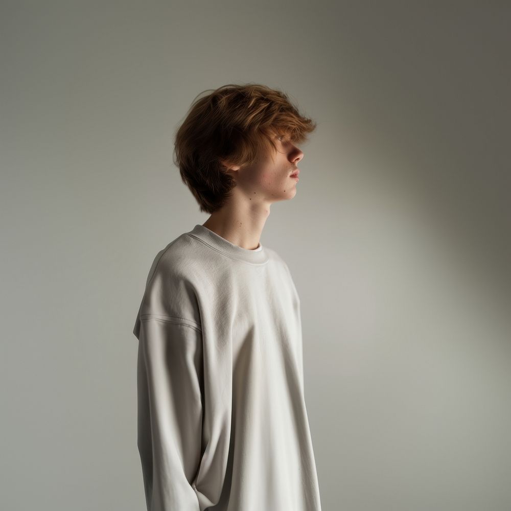 Teenager long sleeve streetwear portrait fashion photo.