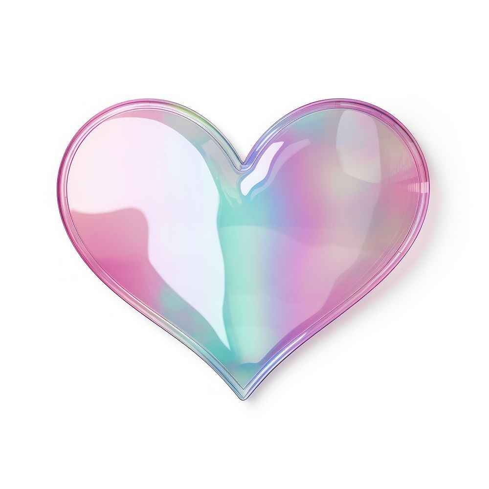 Holographic plastic paper heart shape white background lightweight refraction.