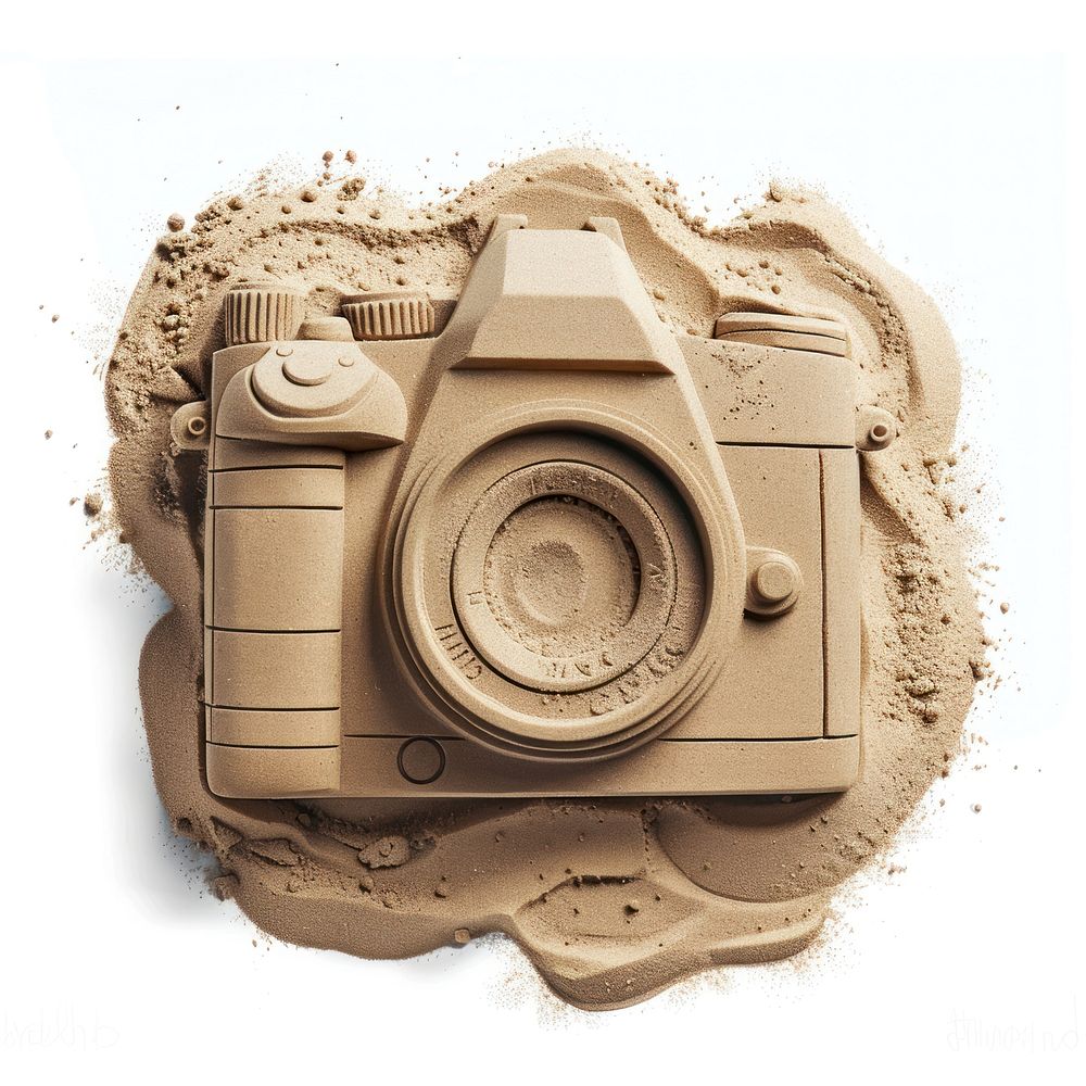 Sand Sculpture camera photo white background photographing.