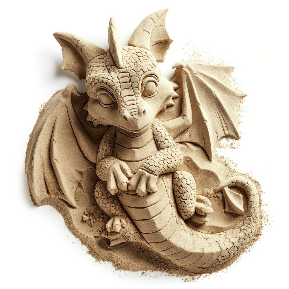 Sand Sculpture dragon sculpture art cartoon.