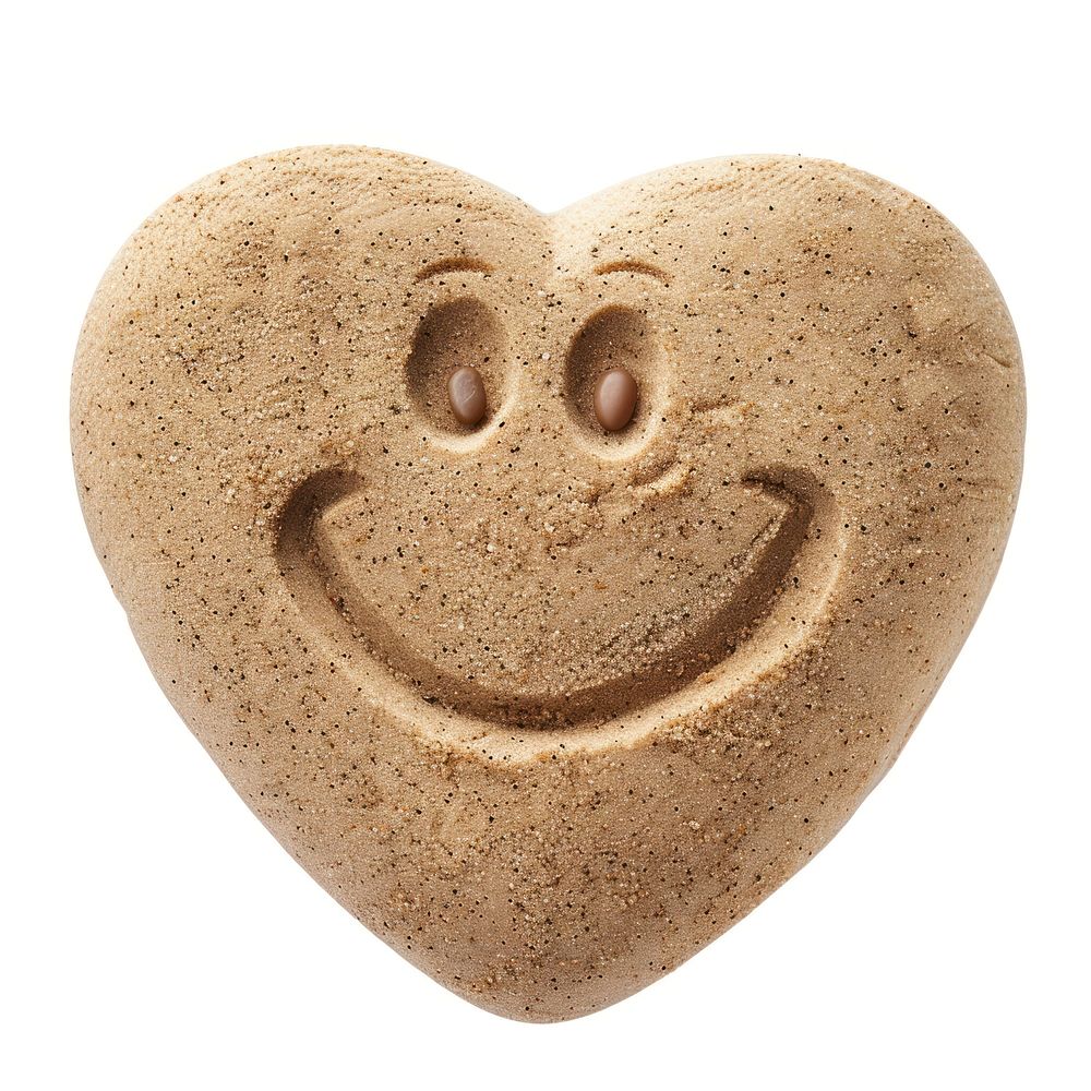 Sand Sculpture heart cookie food white background.