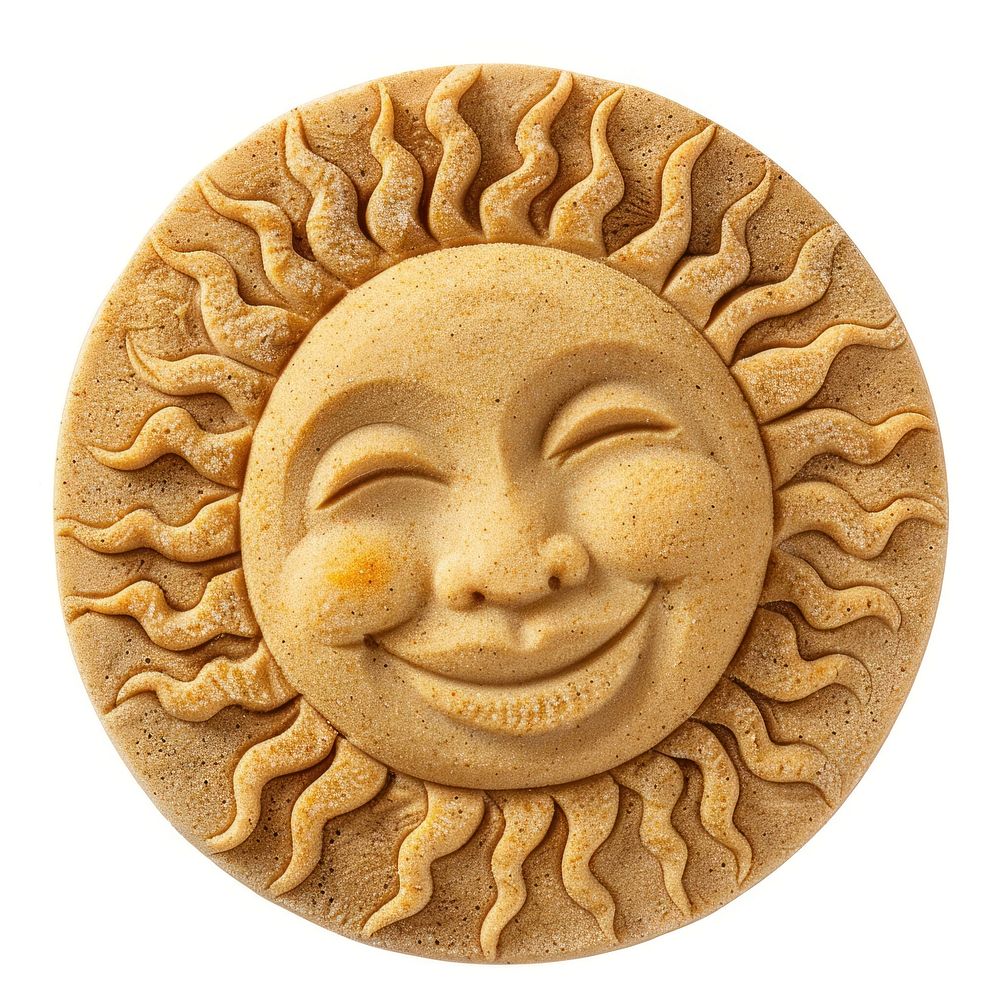 Sand Sculpture sun cookie food face.