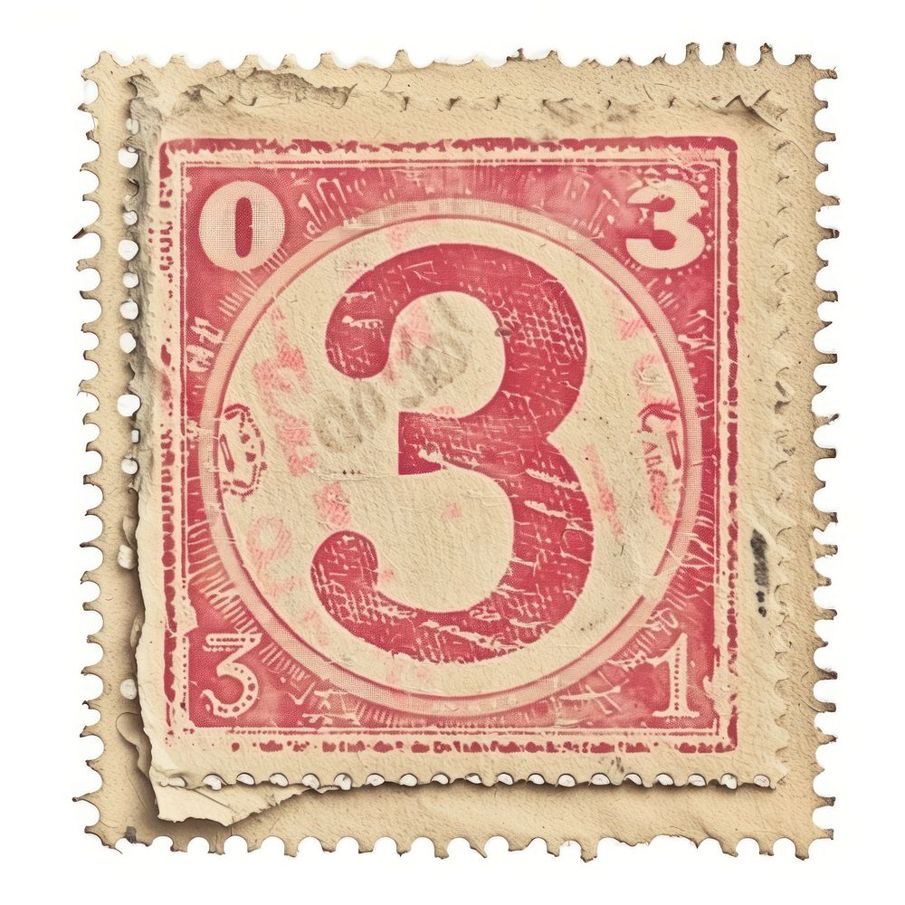 Vintage postage stamp with number 3 text pattern dessert.