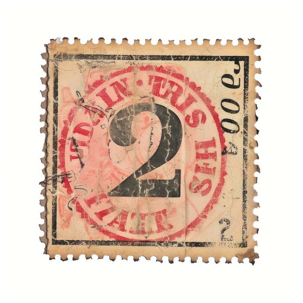 Vintage postage stamp with number 2 text blackboard currency.
