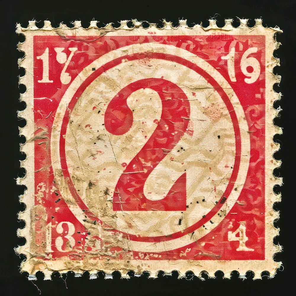 Vintage postage stamp with number 2 text blackboard pattern.