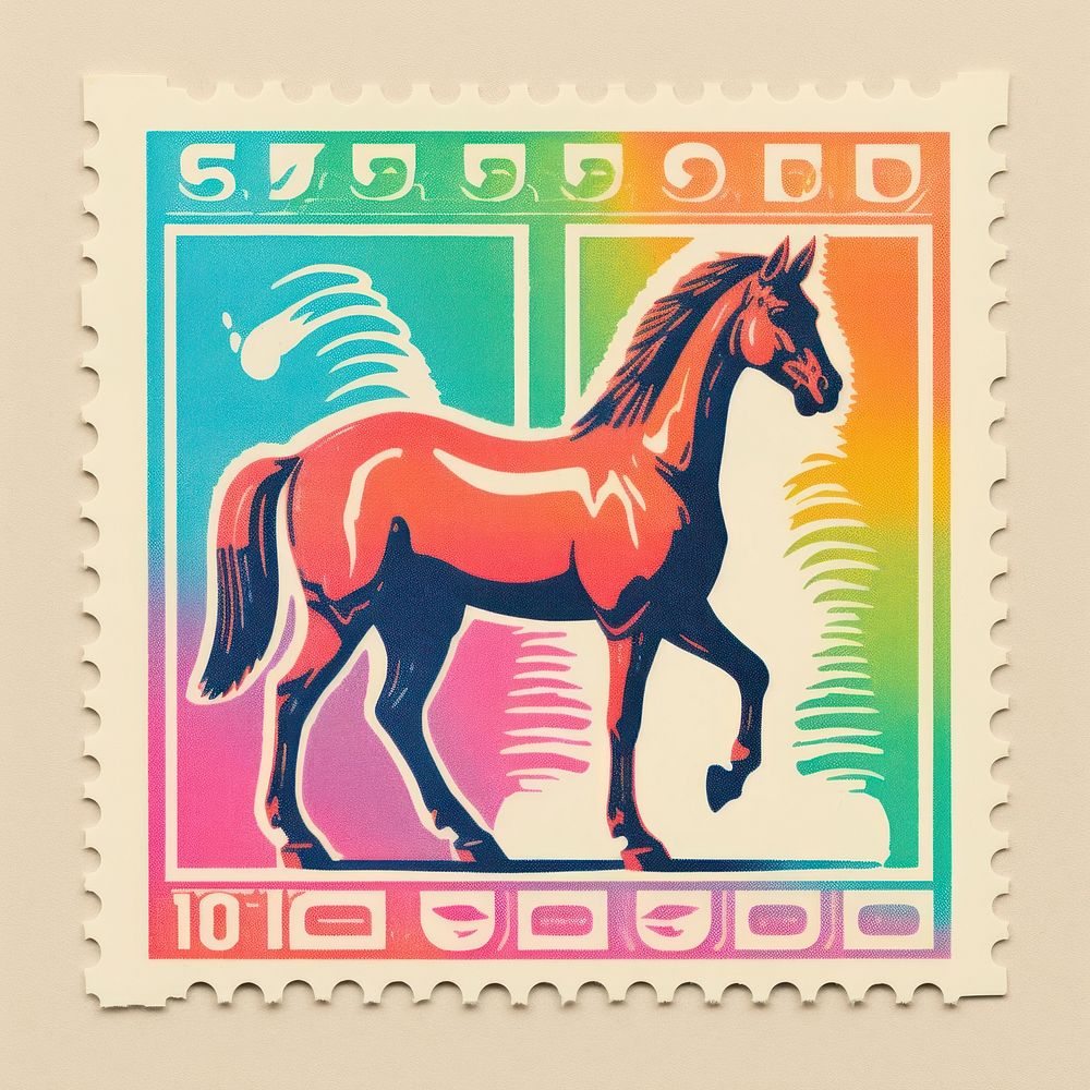 Horse Risograph style animal mammal representation.