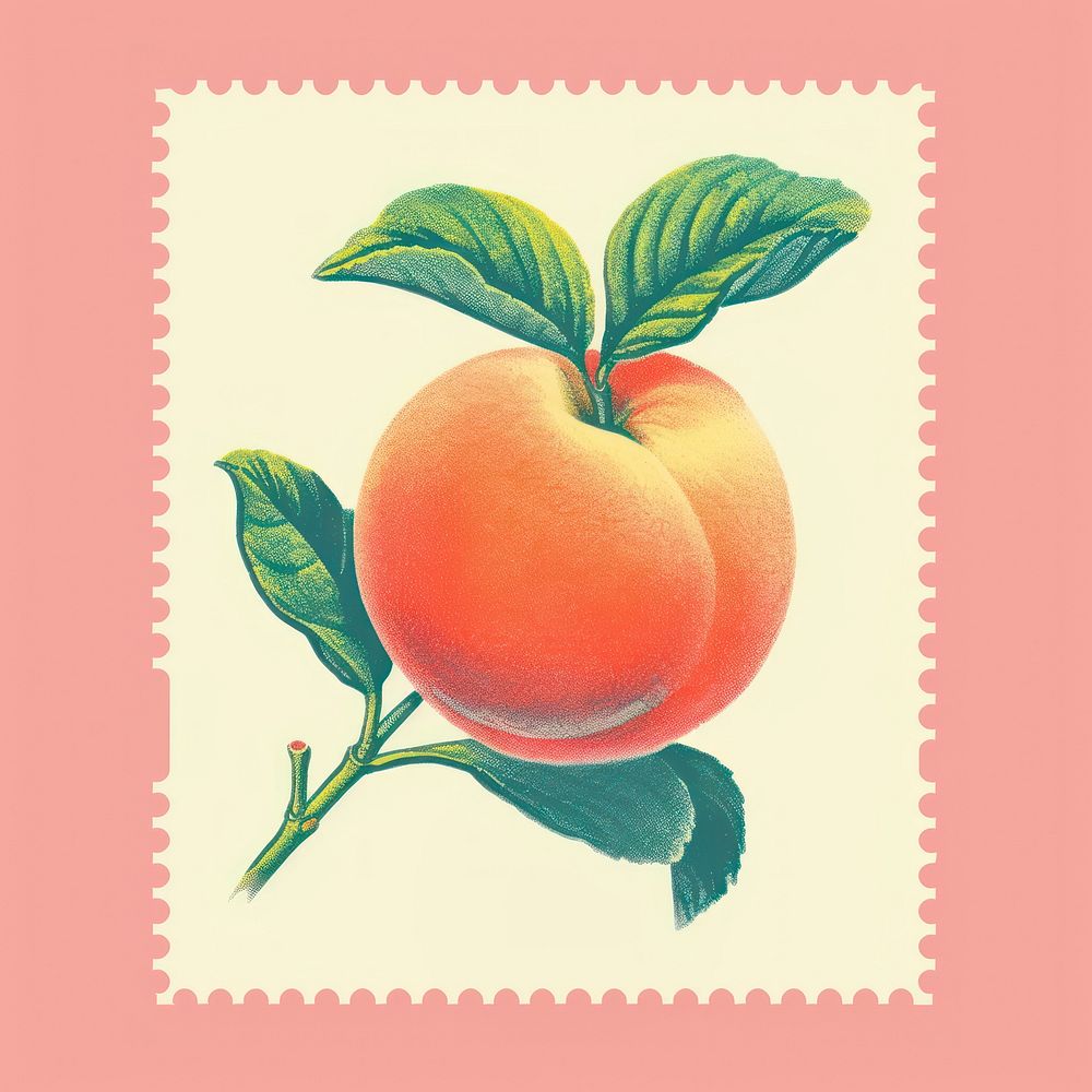 Peach Risograph style fruit plant food.