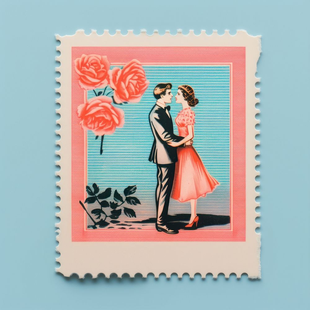 Wedding Risograph style adult mail representation.