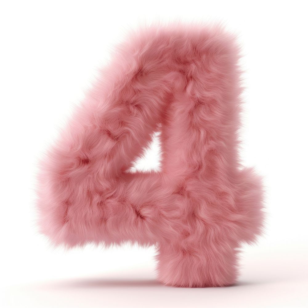 Fur letter 4 pink white background accessories.