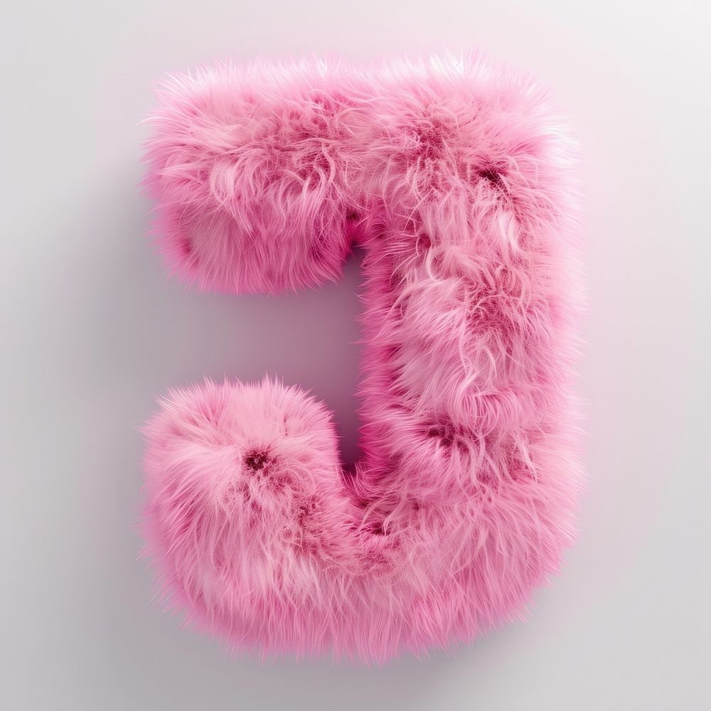 Fur letter J pink softness textile.