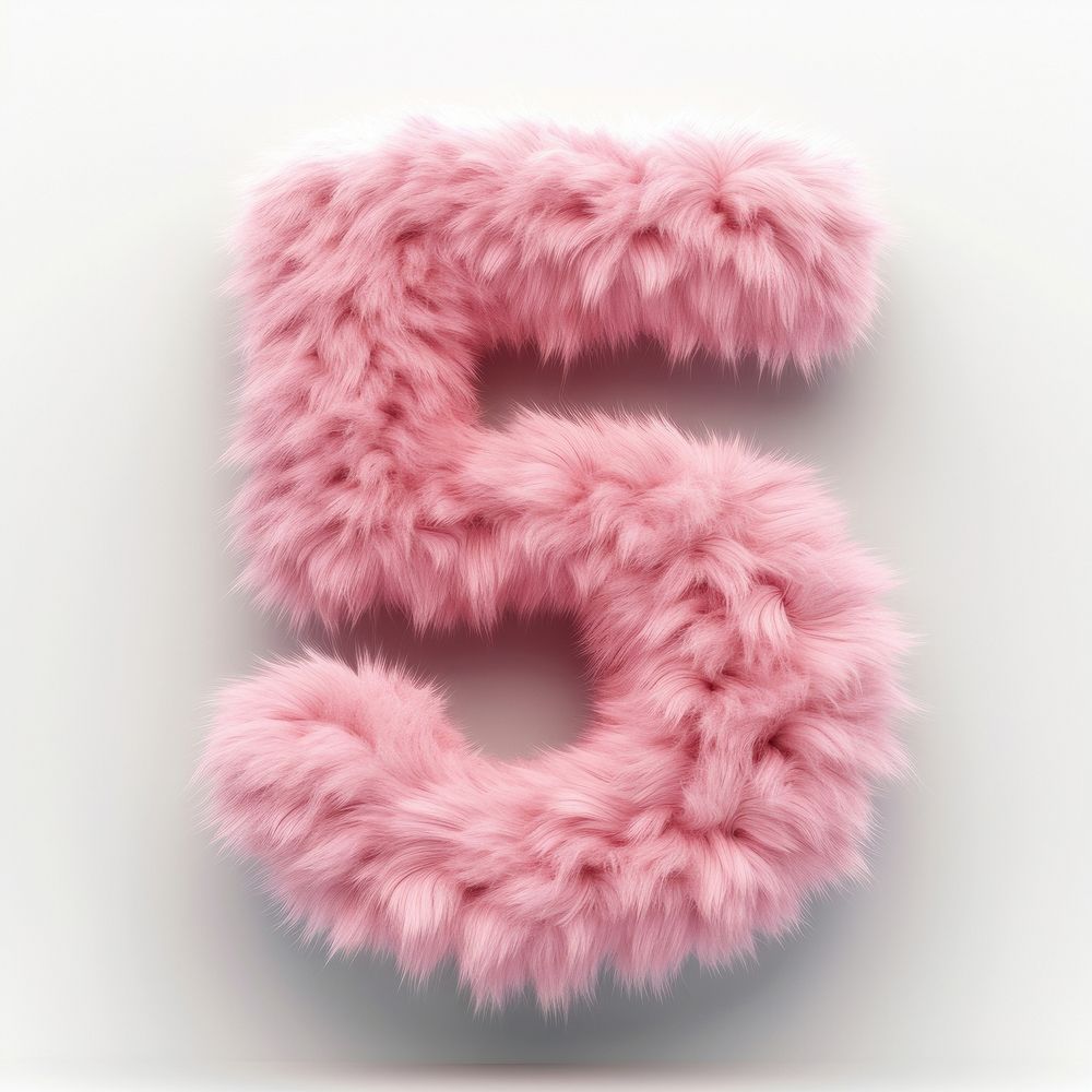 Fur letter 5 pink white background accessories.
