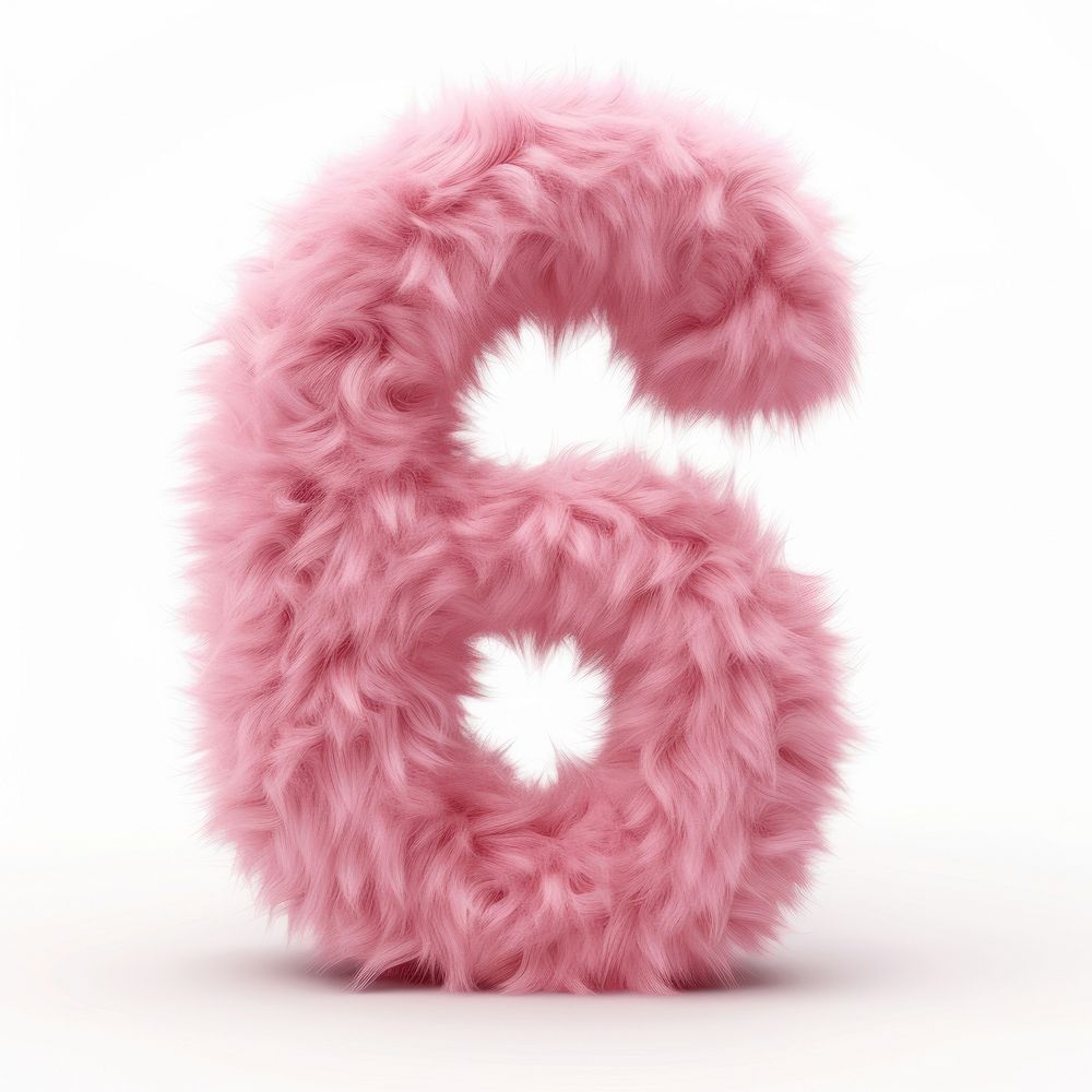 Fur letter 6 pink white background accessories.