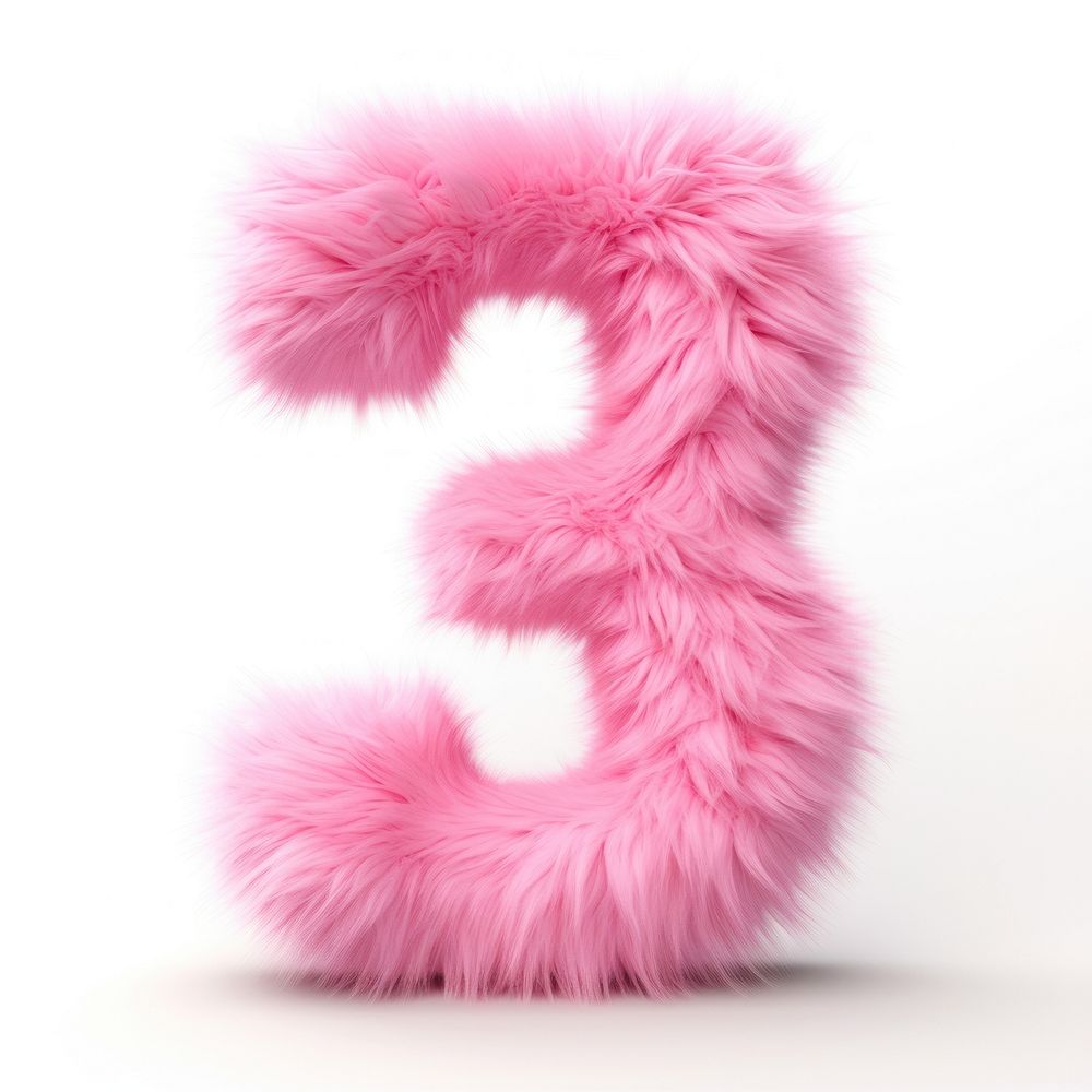 Fur letter 3 pink white background accessories.