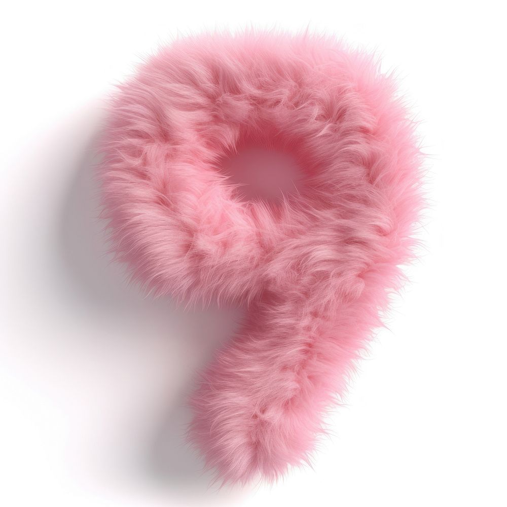 Fur letter 9 pink white background accessories.