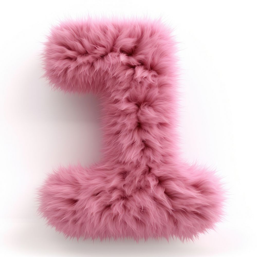 Fur letter 1 pink white background christmas.