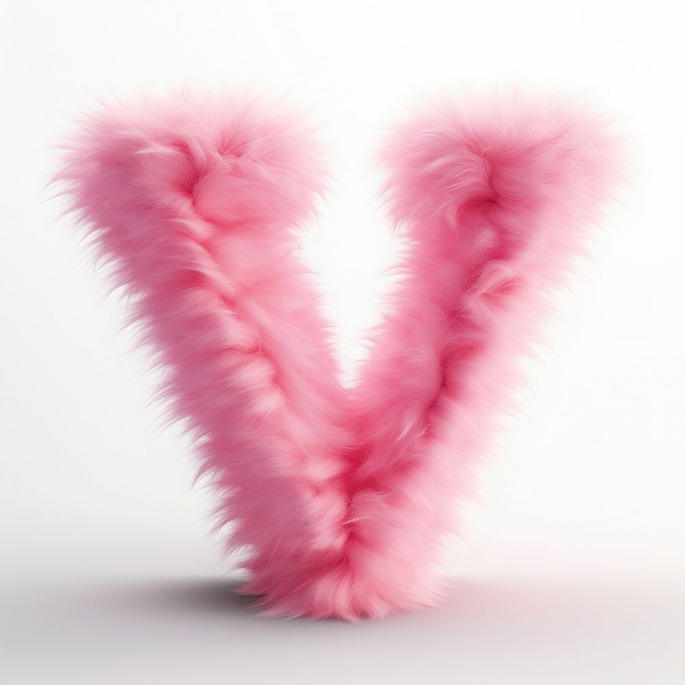 Fur letter V pink white background accessories.