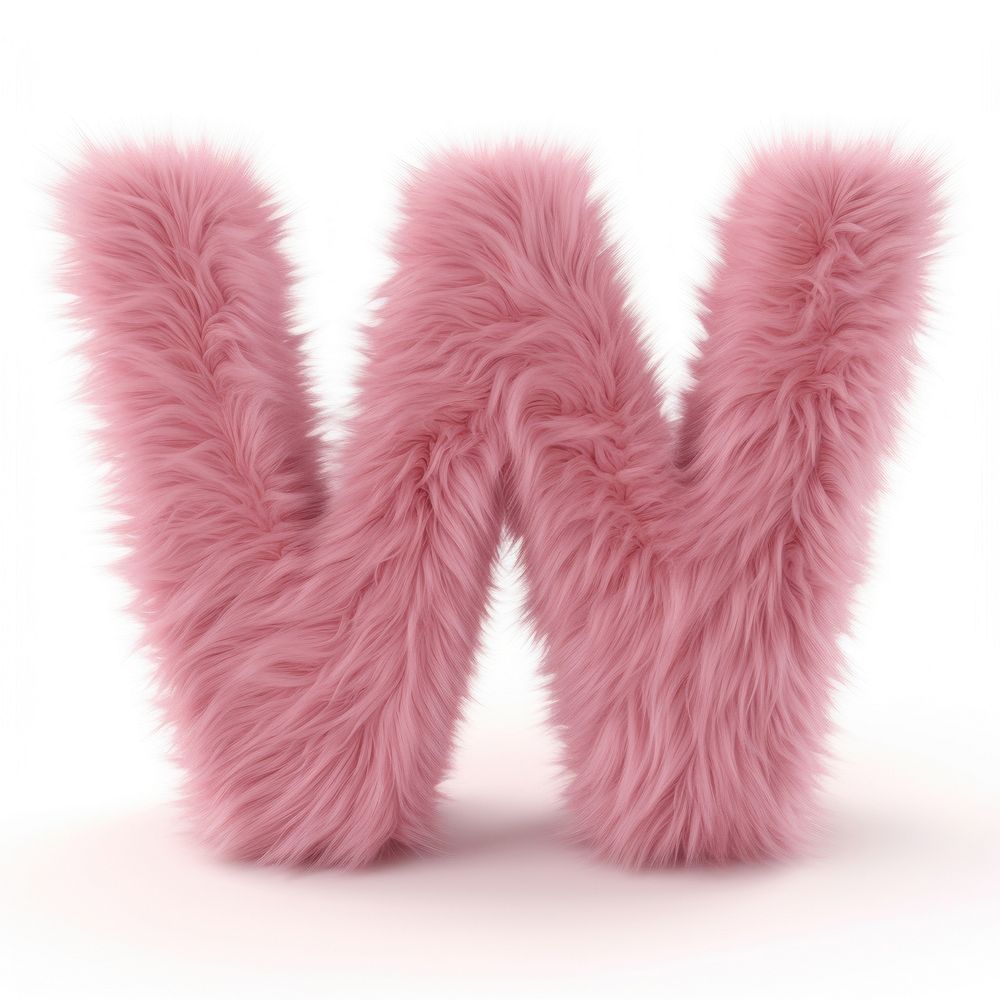 Fur letter W pink white background accessories.