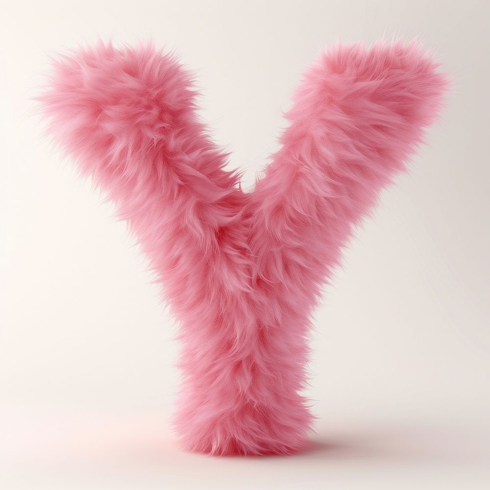 Fur letter Y pink white background accessories.
