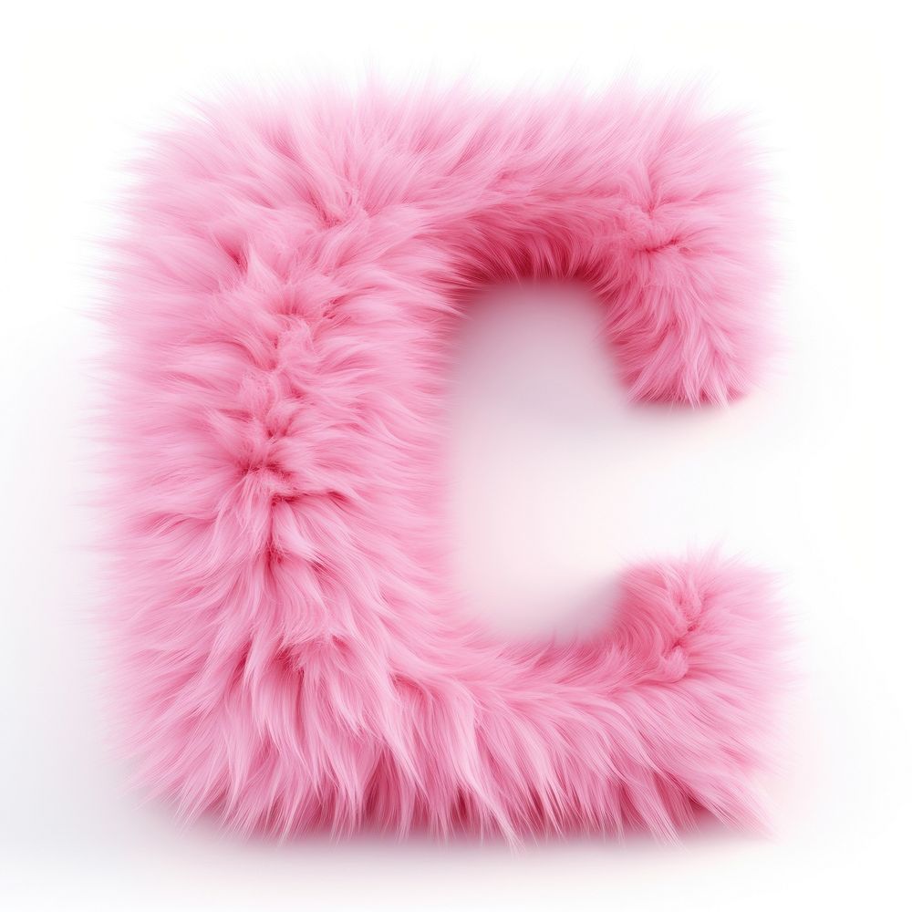 Fur letter C pink white background accessories.