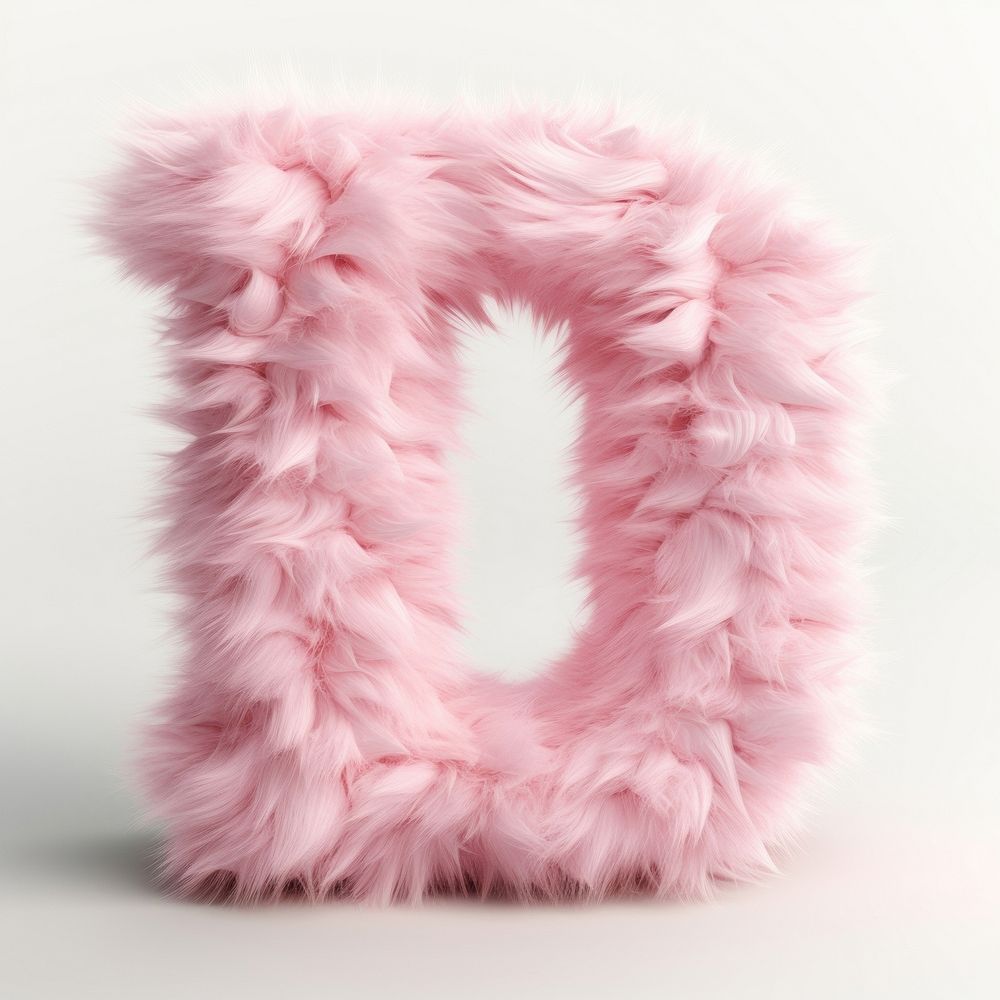 Fur letter D pink white background accessories.