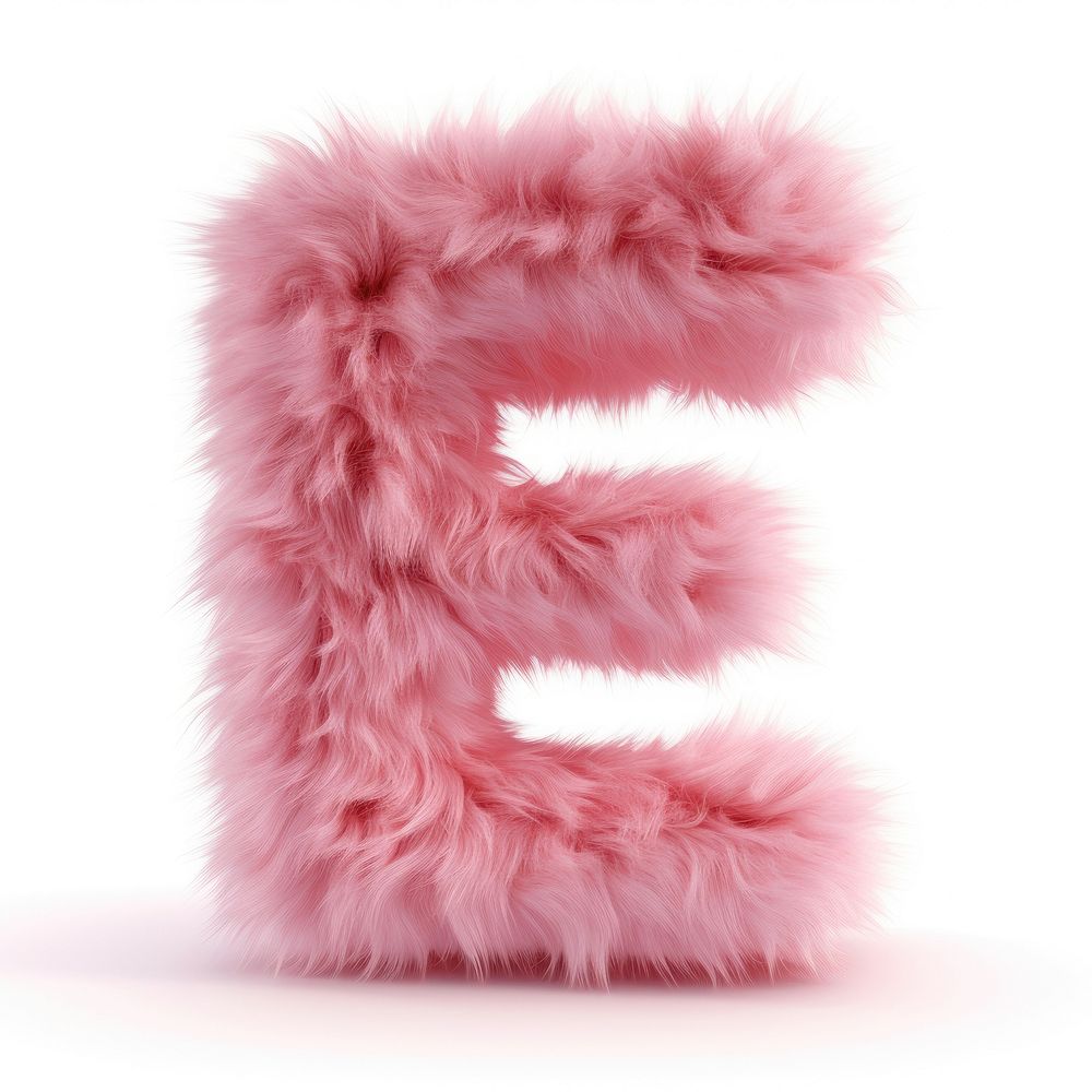 Fur letter E pink white background accessories.