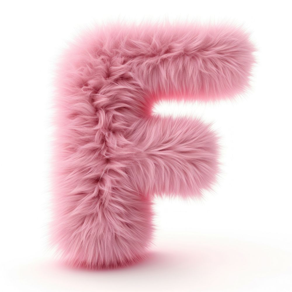 Fur letter F pink white background accessories.