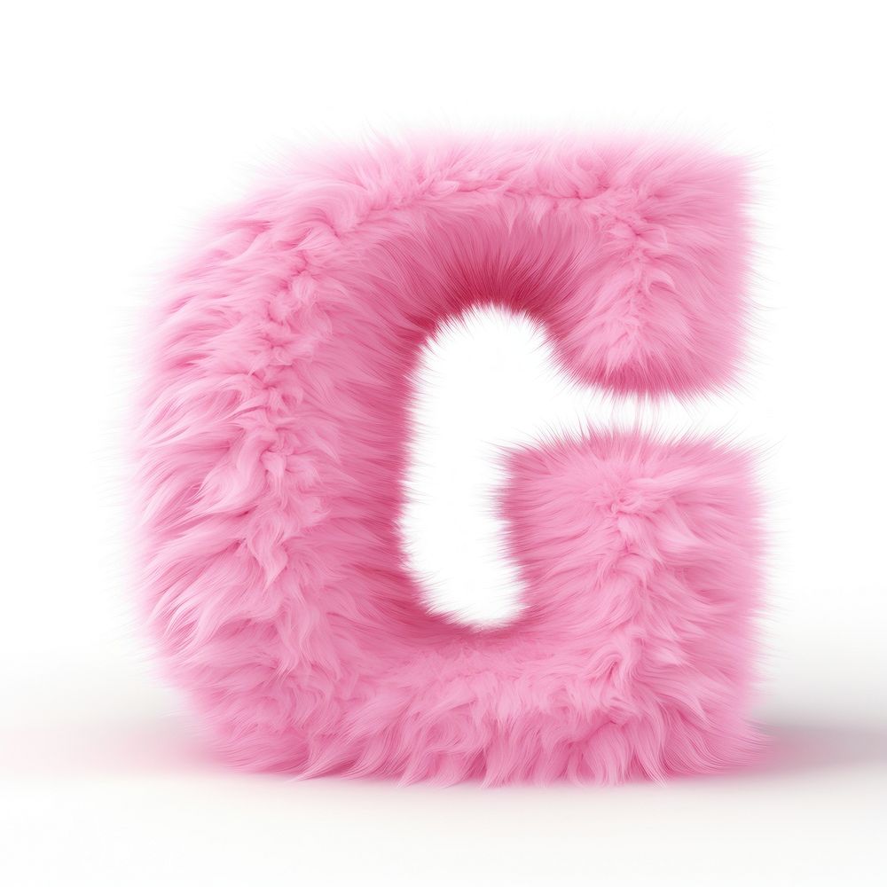 Fur letter G pink white background accessories.