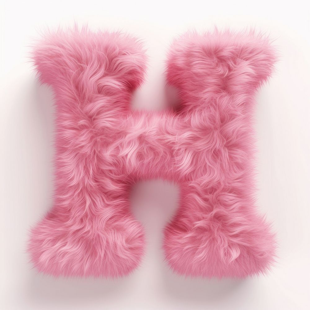 Fur letter H pink white background softness.