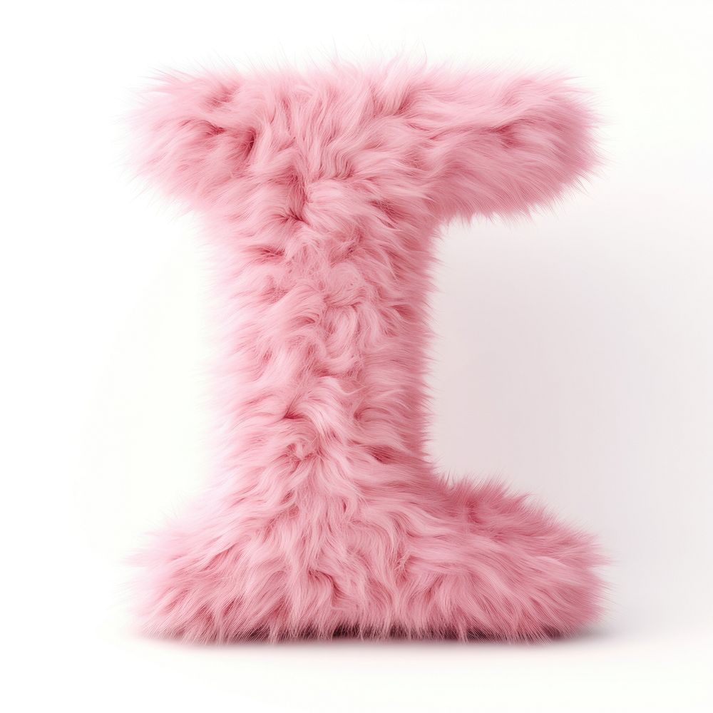 Fur letter I pink white background softness.