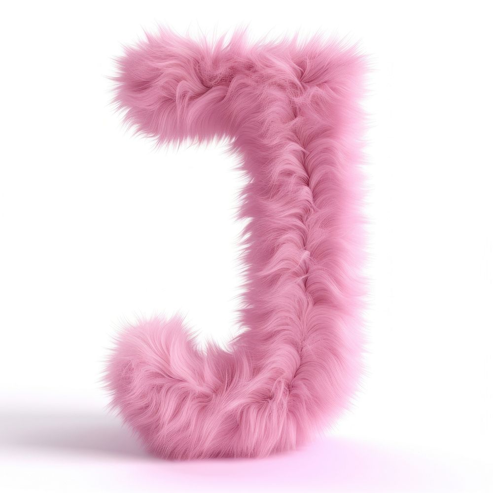 Fur letter J pink white background accessories.