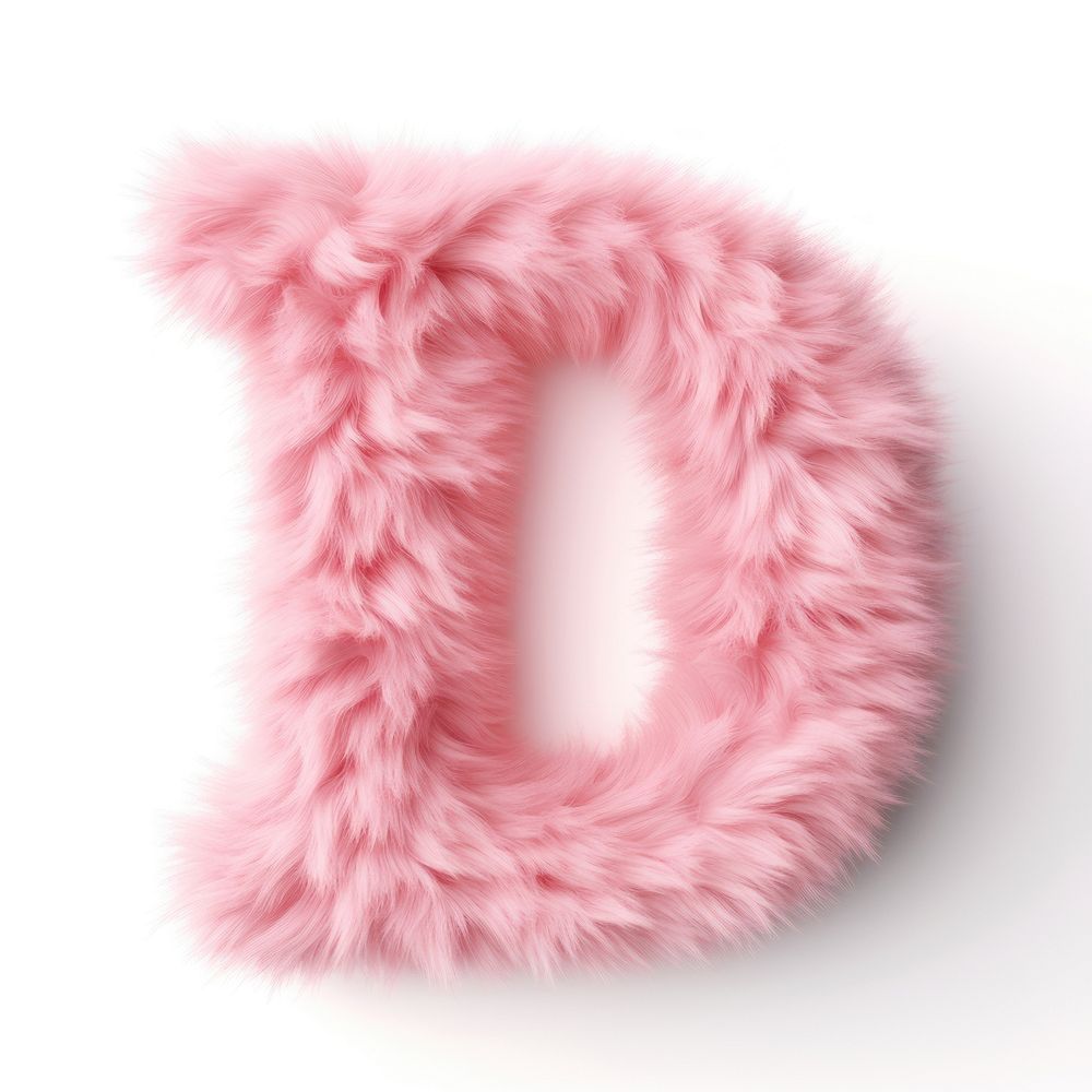 Fur letter D pink white background accessories.
