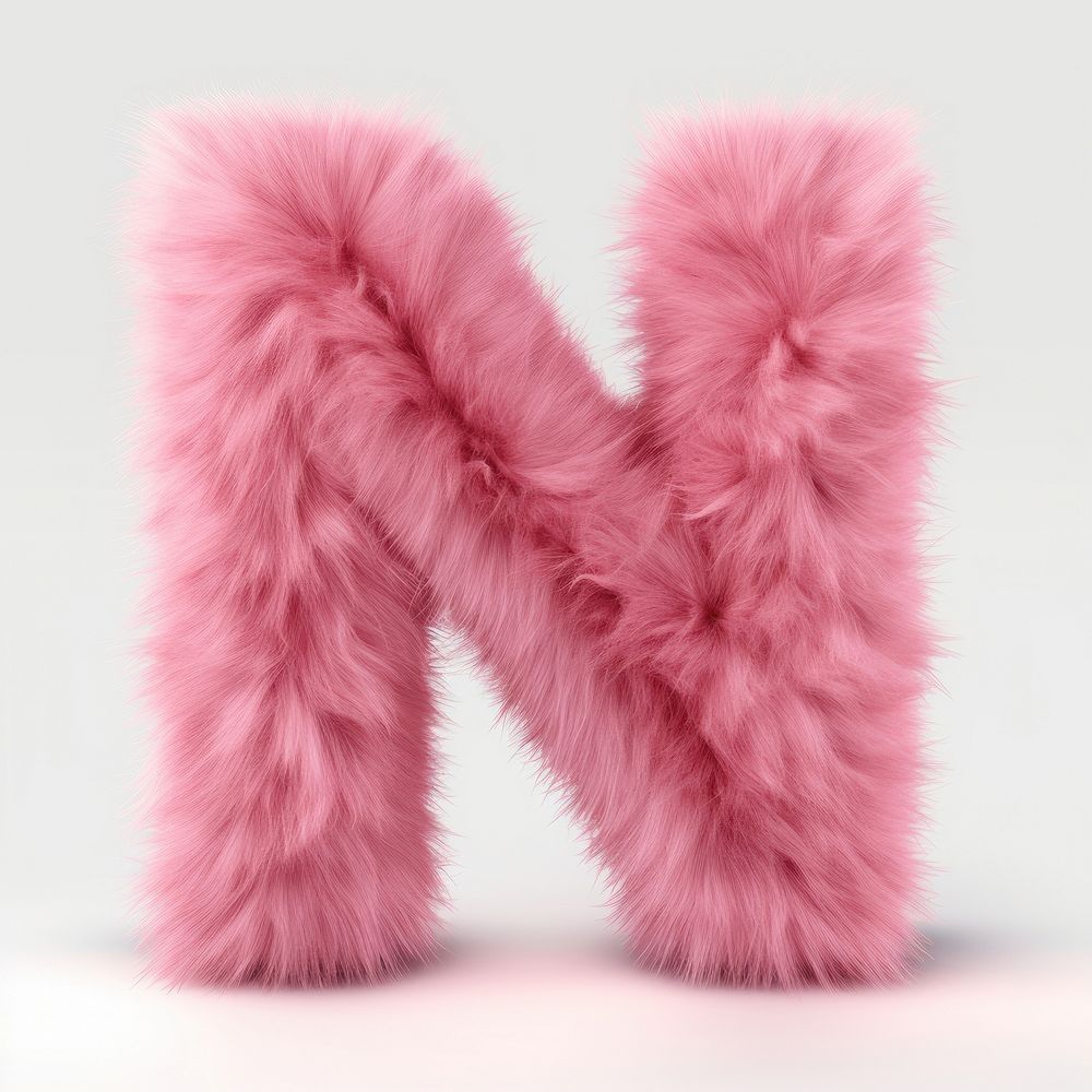 Fur letter N pink white background accessories.