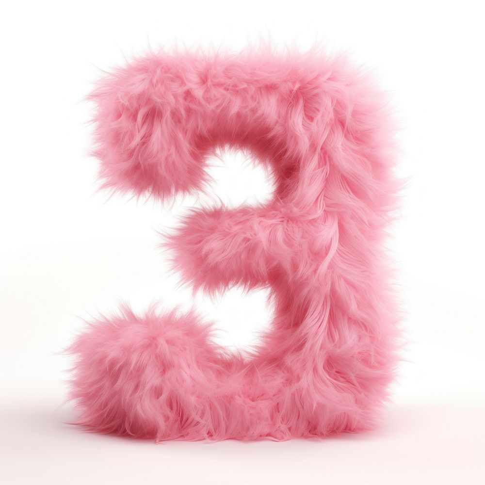 Fur letter number 3 text pink white background.