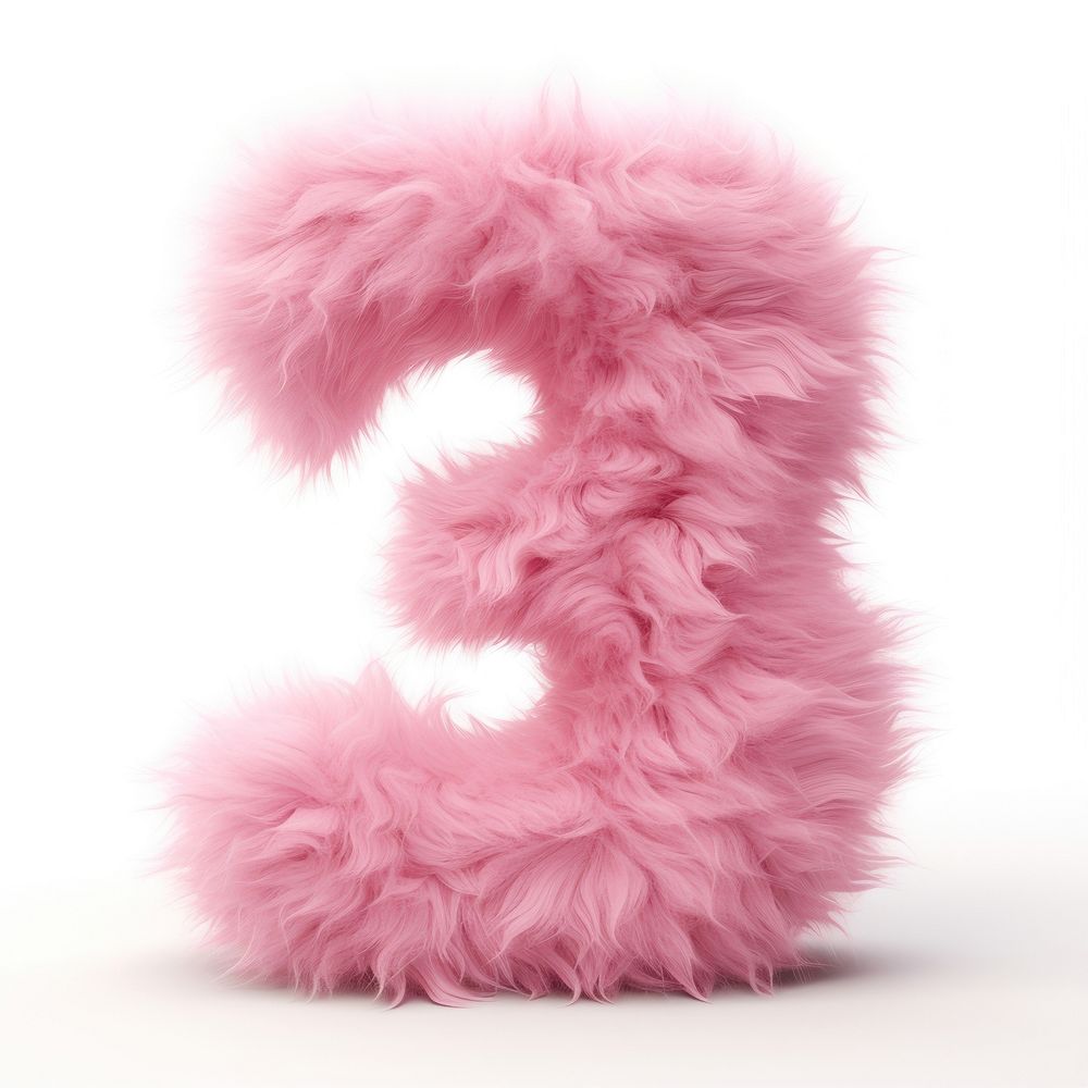 Fur letter number 3 pink white background accessories.