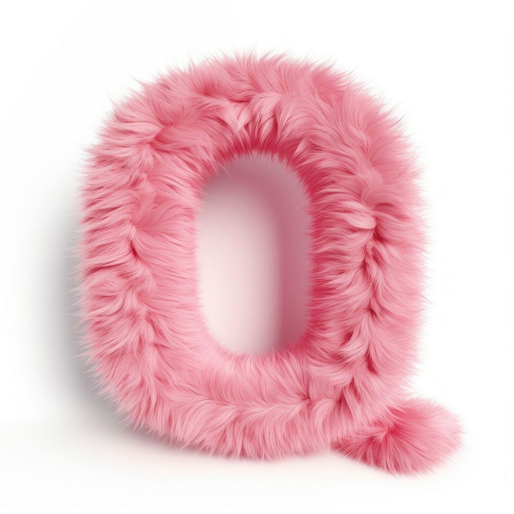 Fur letter Q pink white background accessories.