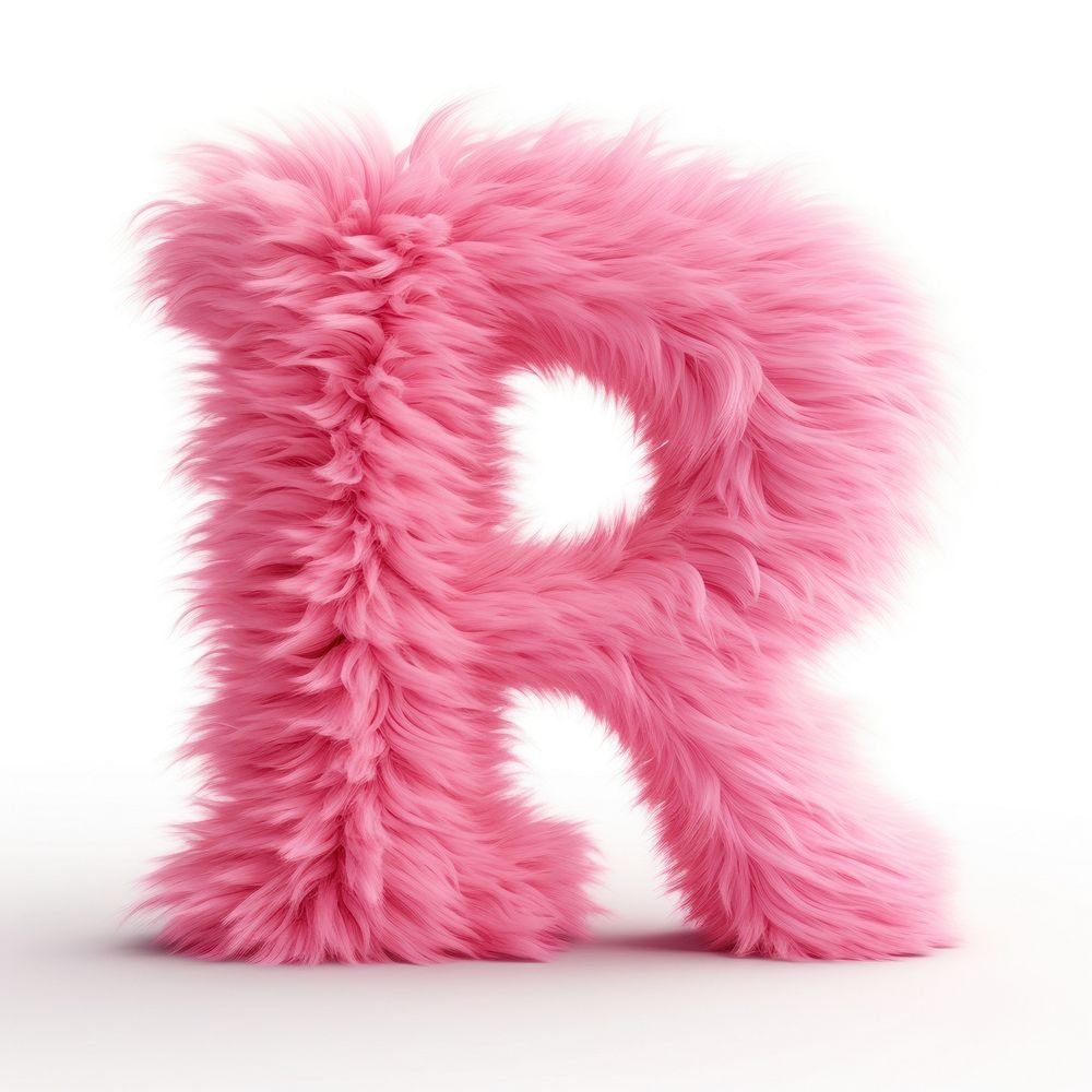 Fur letter R pink white background accessories.
