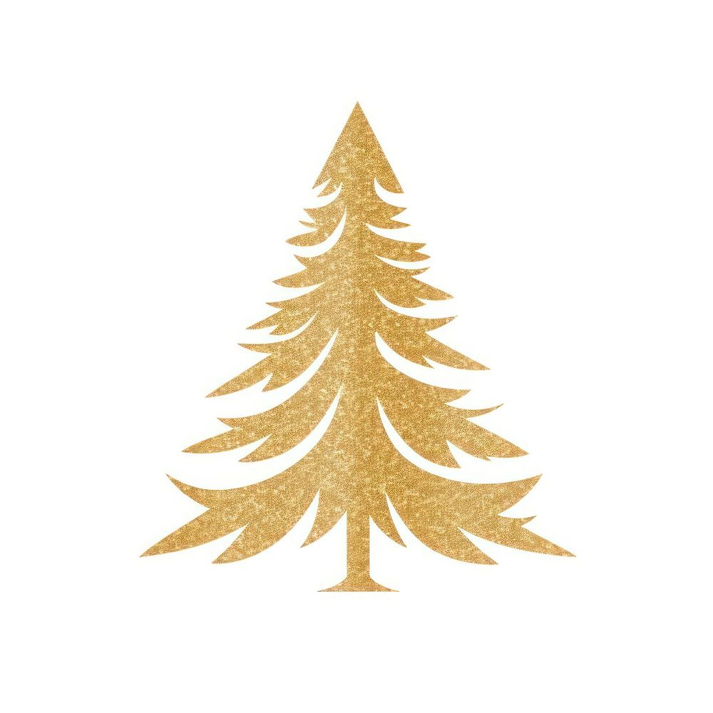 Pine tree icon christmas shape gold.