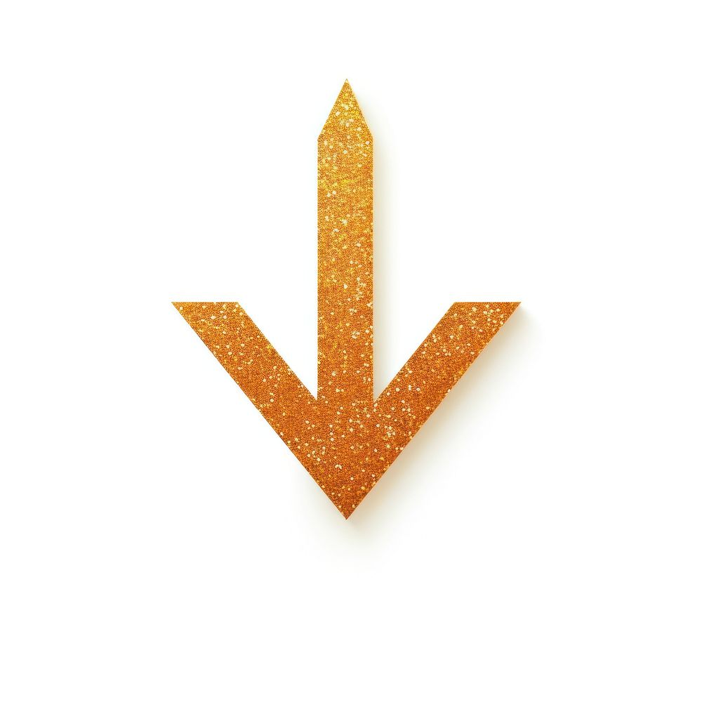 Orange gold simple arrow icon symbol shape white background.