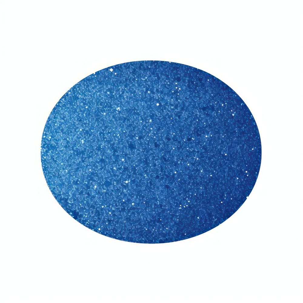 Blue oval icon glitter shape white background.