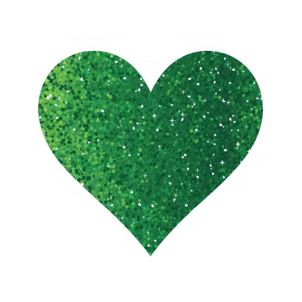 Green heart icon backgrounds glitter shape.