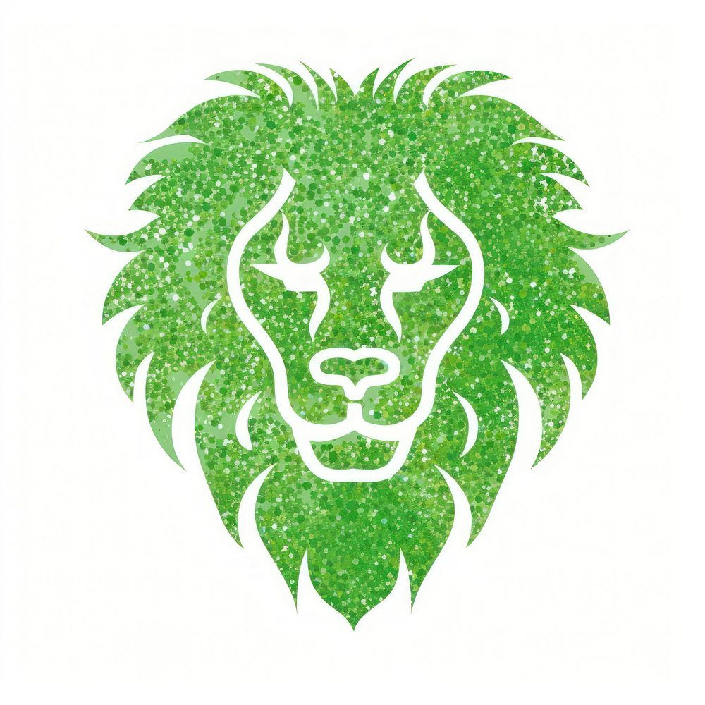 Green lion icon plant logo white background.