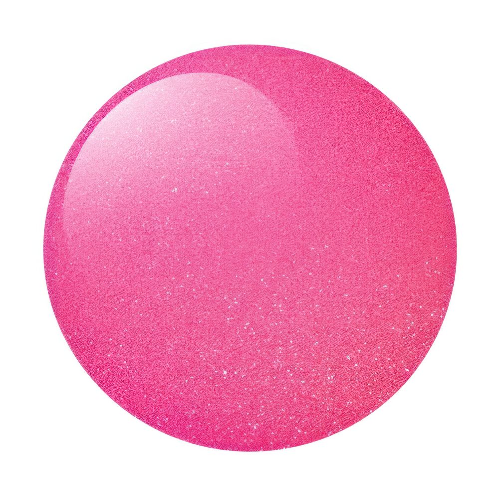 Pink circle icon glitter shape white background.