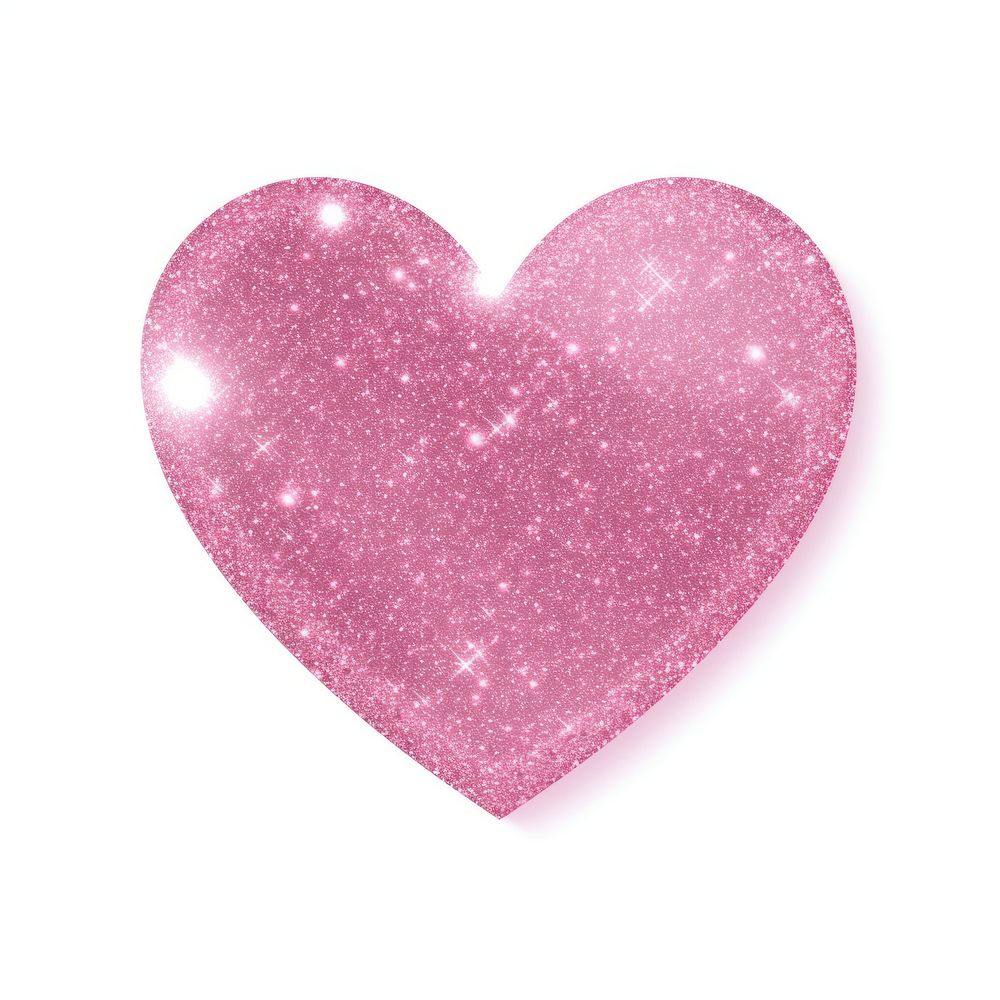 Pink heart icon glitter shape white background.