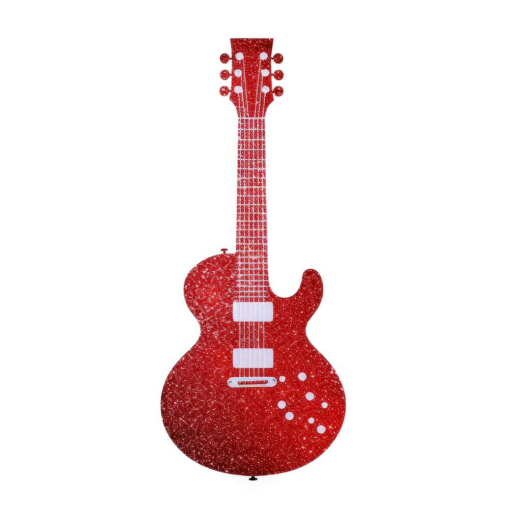 Red guitar icon white background decoration fretboard.