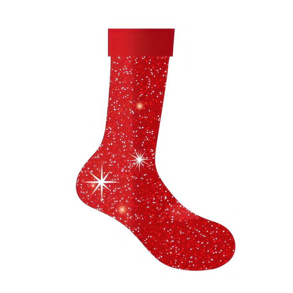 Red sock icon christmas white background celebration.