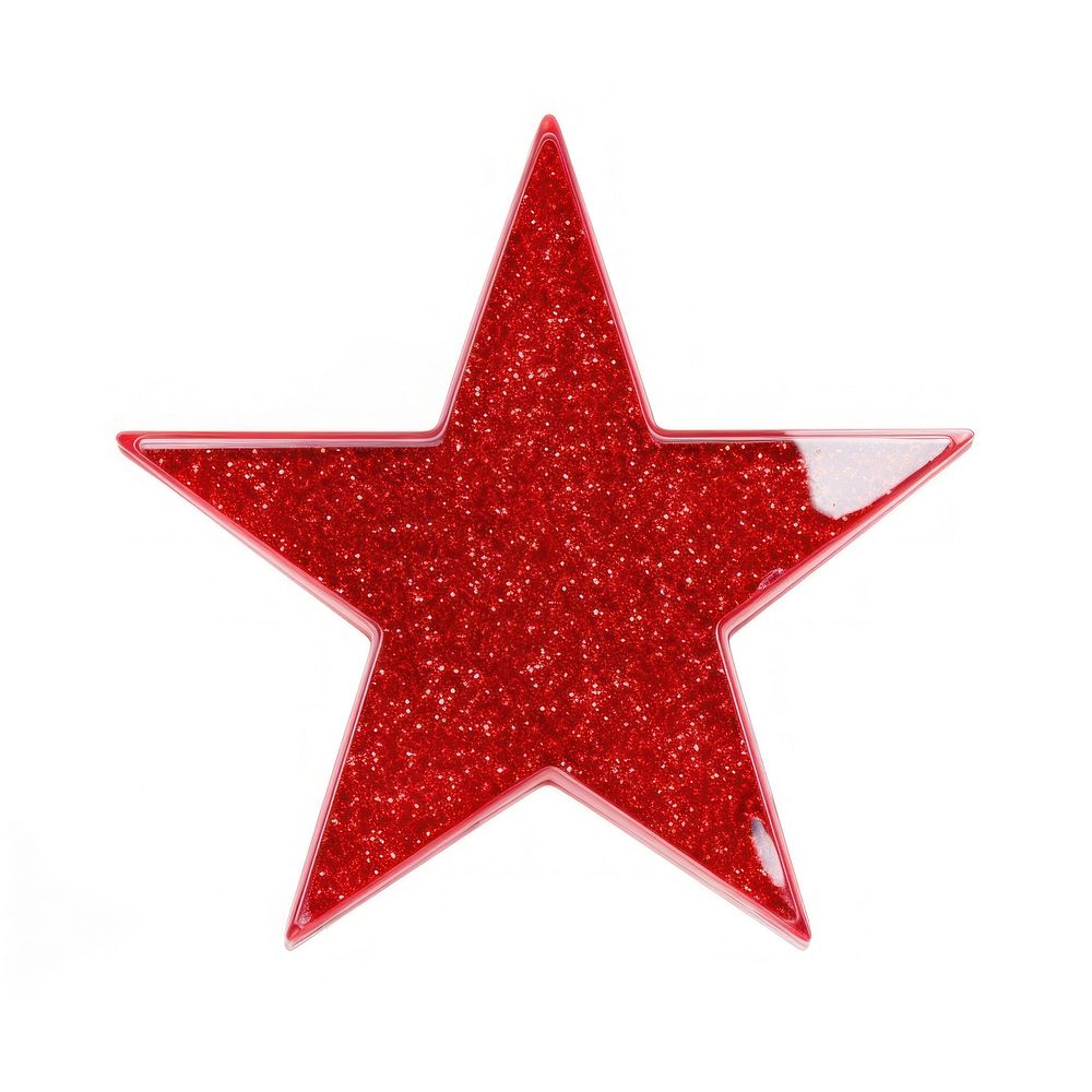 Red star icon glitter symbol shape.