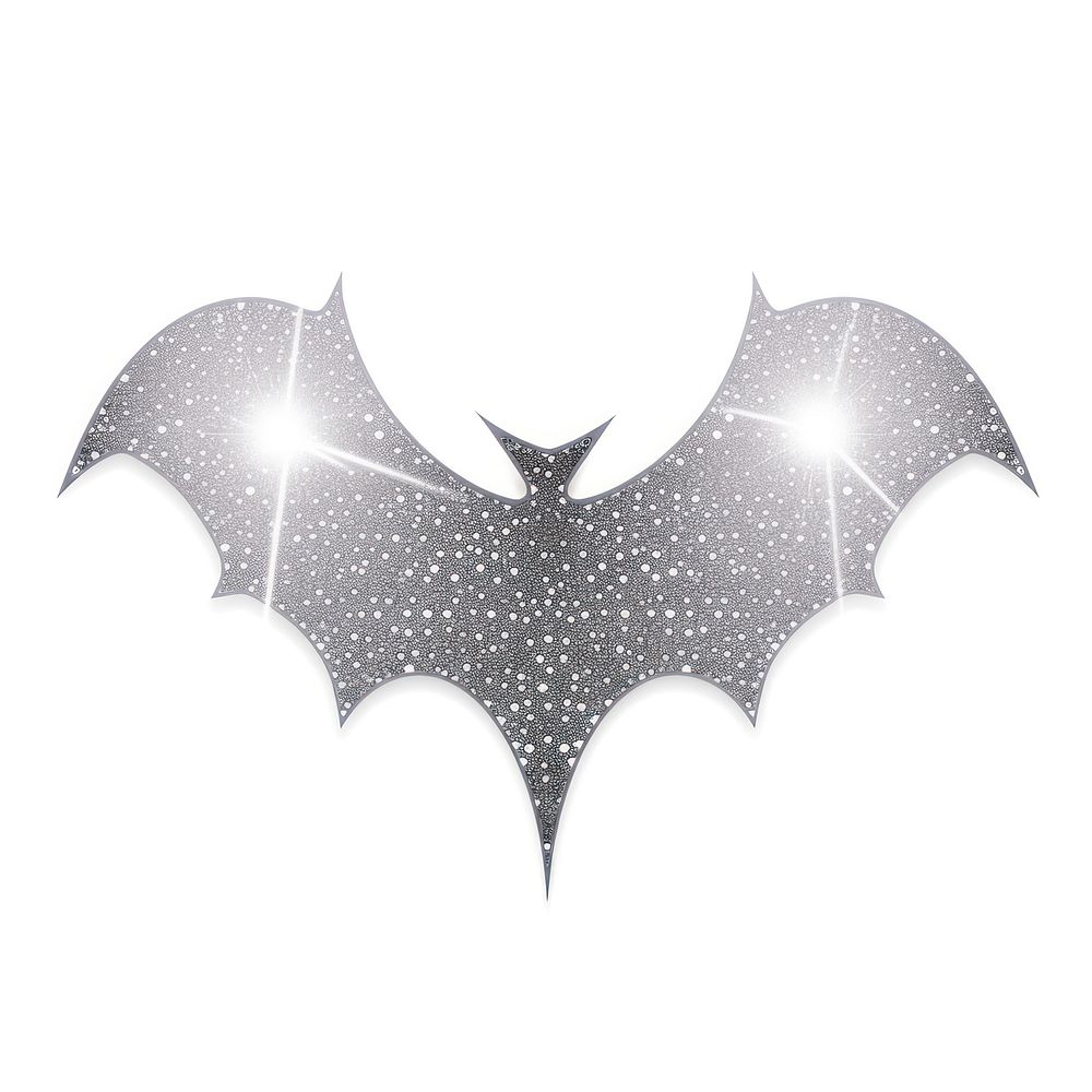 Silver bat icon white background illuminated celebration.