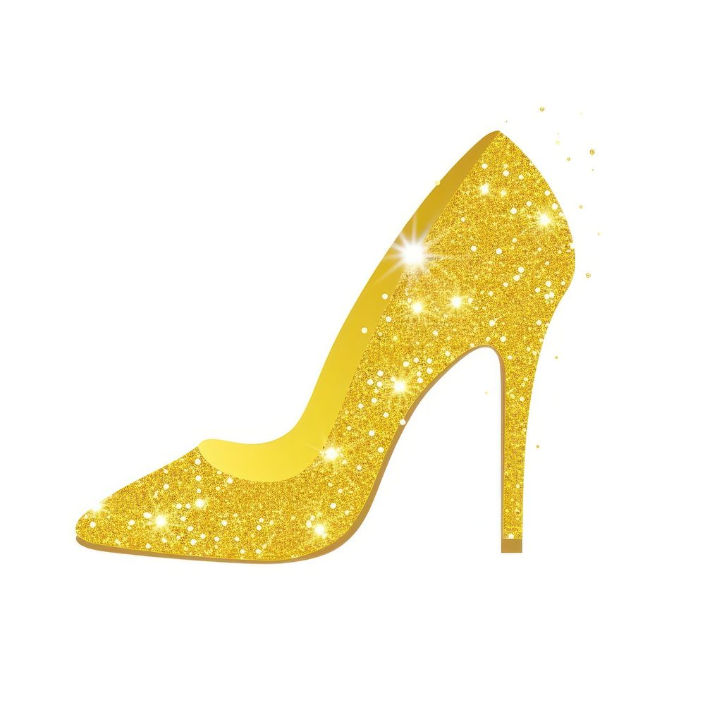 Yellow shoe icon footwear glitter white background.