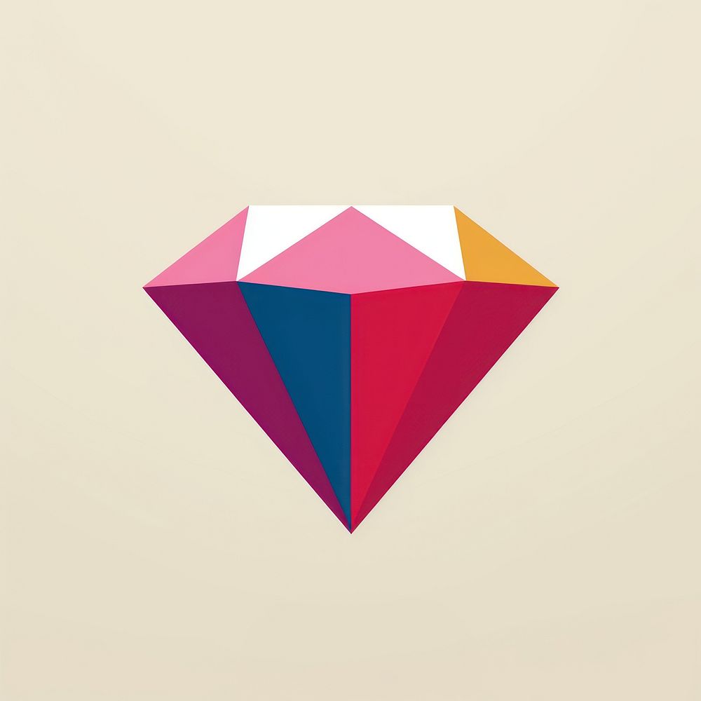 Minimal Abstract Vector illustration of a diamond jewelry origami art.